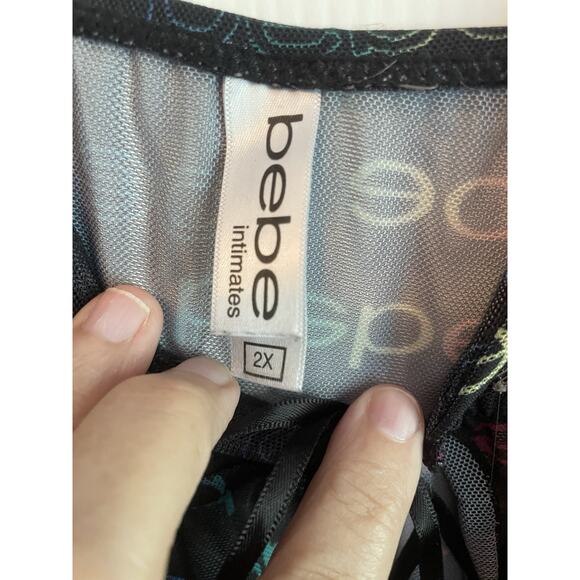 Y2K Bebe Babydoll Cami Tank Top See Thru Black Lace Whimsigoth Fairy Grunge 90s - Picture 3 of 7